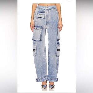 EB Denim Light Blue Straight Leg Cargo Jeans